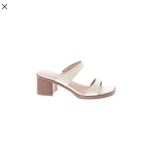 Elegant Madewell Cream Leather Sandals with Brown Bolck Heel